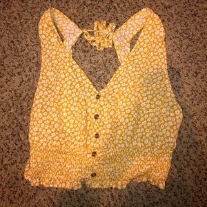 American Eagle Smocked Button Front Tank Top